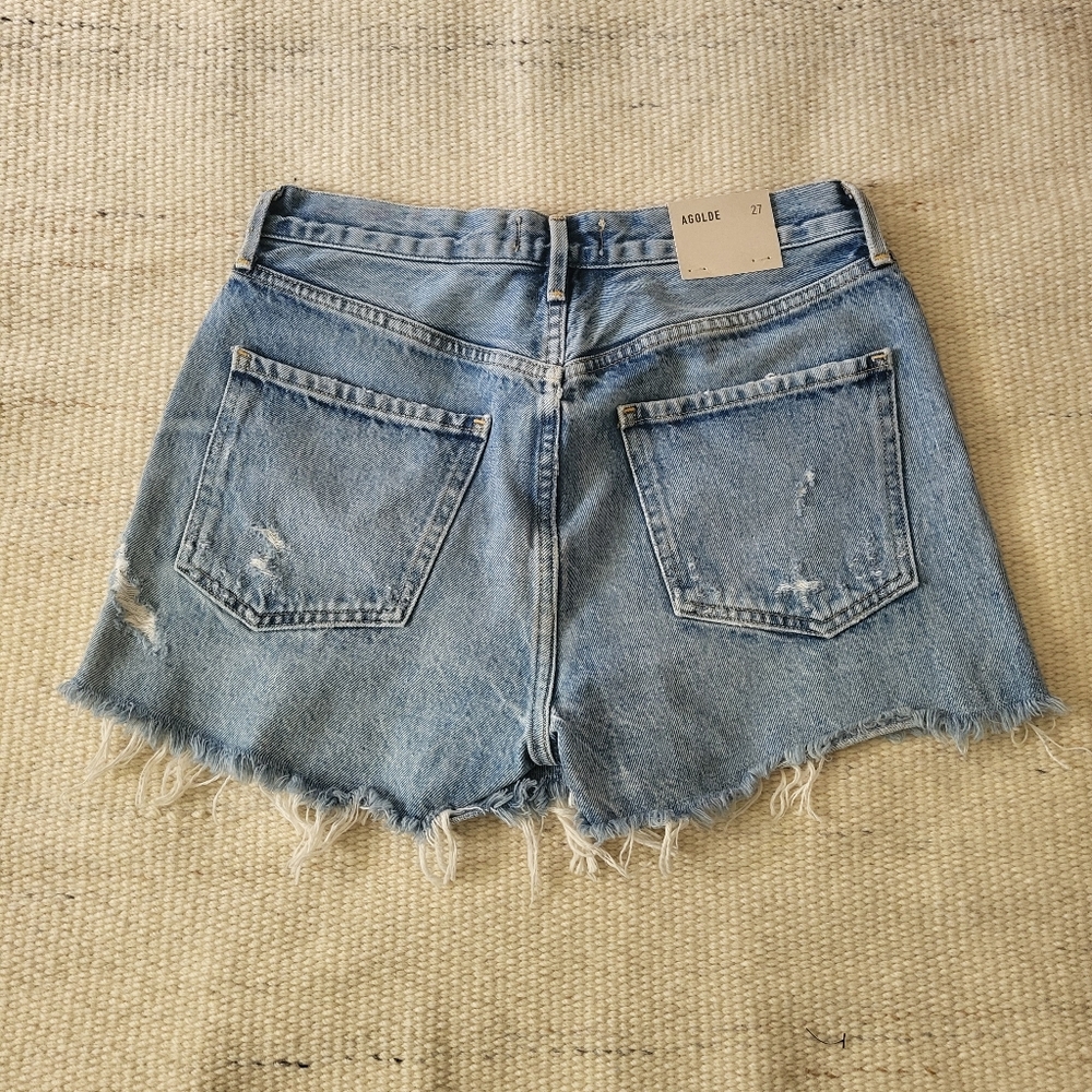 NWT Agolde Jaden High Rise Cut Off Short in Swapmeet Blue Sz 27 - Picture 10 of 11